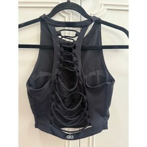 ALO Yoga Movement Strappy Back High Neck Crop, Sport Bra- Size S